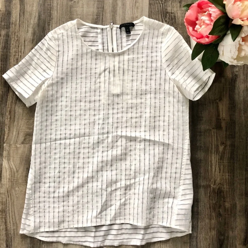 J.Crew shadow striped white top size 6 - Picture 3 of 3